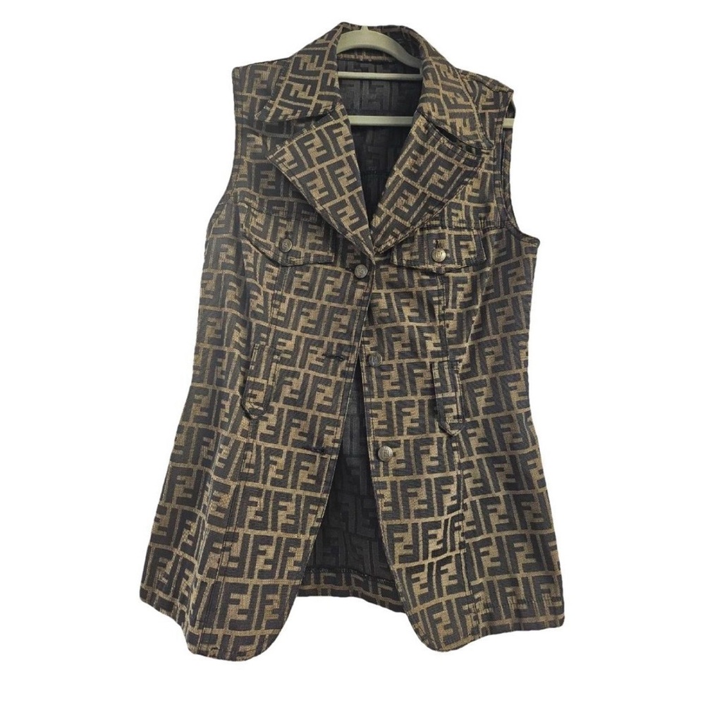 Fendi Brown Monogram Sleeveless Vests